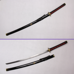 Touken Ranbu Nakigitsune sword replica with black handle and saya
