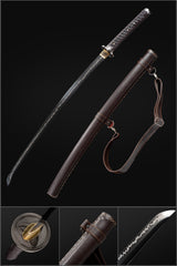 Kill Bill Hattori Hanzo katana replica with black thunder pattern blade