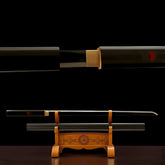 Naruto Sasuke katana replica with black scabbard and display stand