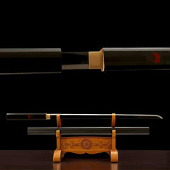 Naruto Sasuke katana replica with black scabbard and display stand