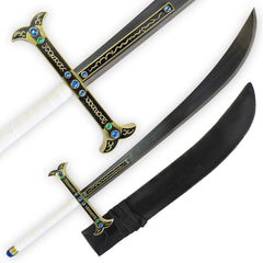 Dracule Mihawk Yoru greatsword replica with carbon steel blade and sheath