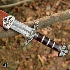 Handmade Damascus Steel Northman Viking Sword: Norse Replica Sword with Scabbard Celtic Medieval Battle-Ready Sword