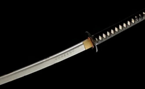 The Last Samurai Algren katana replica with Damascus blade and black ray skin handle
