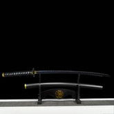 Black Clover Yami Sukehiro katana replica with dark hilt and black sheath
