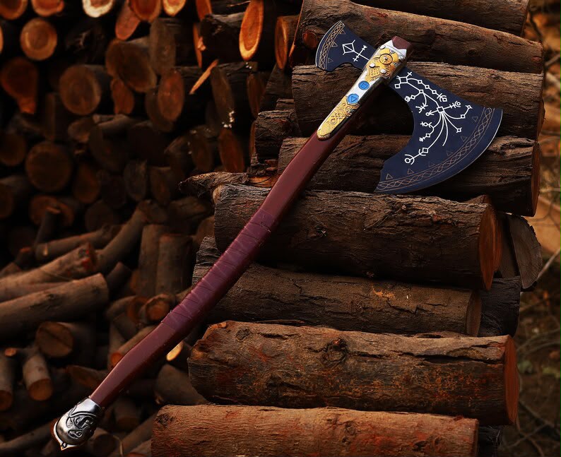 Leviathan Axe God of War Replica Kratos Axe Men Cosplay Wedding Gift for Husband Birthday Gift for Dad Anniversary Gift for Boyfrien