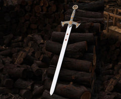 Templar Crusader Sword Replica | Medieval Knight Decorative Sword | Engraved Blade | Historical Display Gift | Groomsmen Gift | Wall Deco