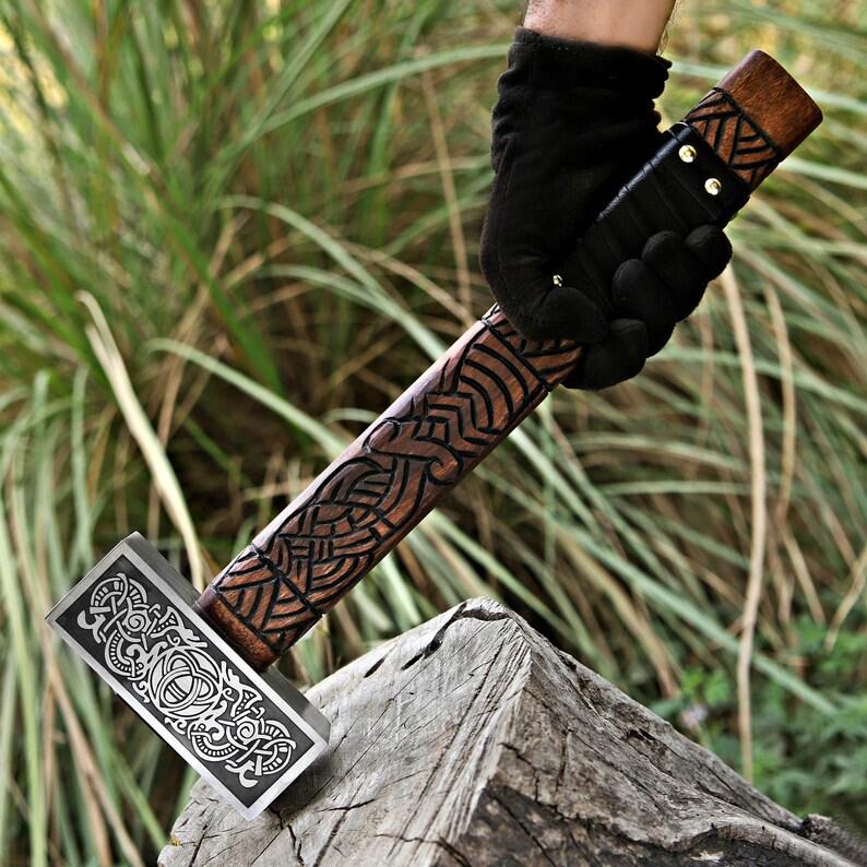 Hammer viking hammer blacksmith hammer engraved hammer viking gift for him Birthday Anniversary fathers day gift Viking costume hammer
