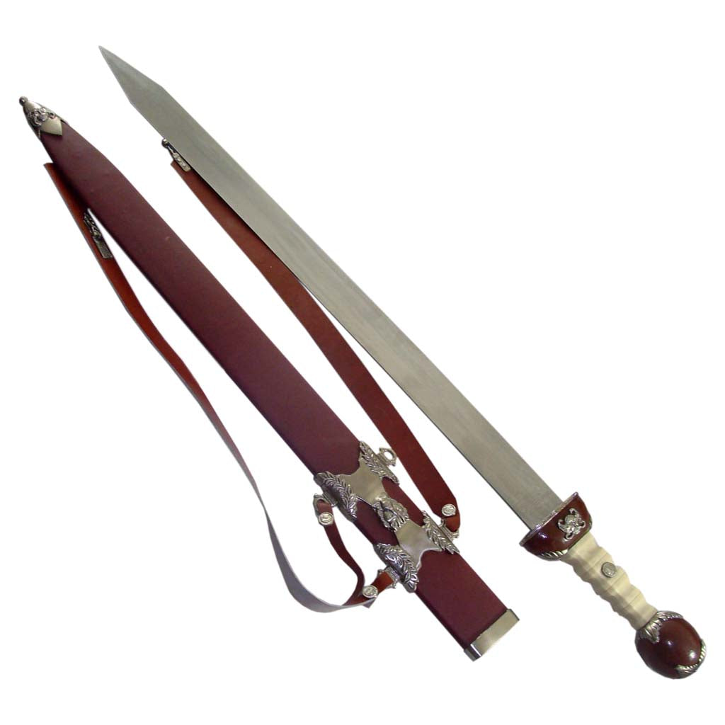Gladiator antique style sword replica with stainless steel blade and scabbard
