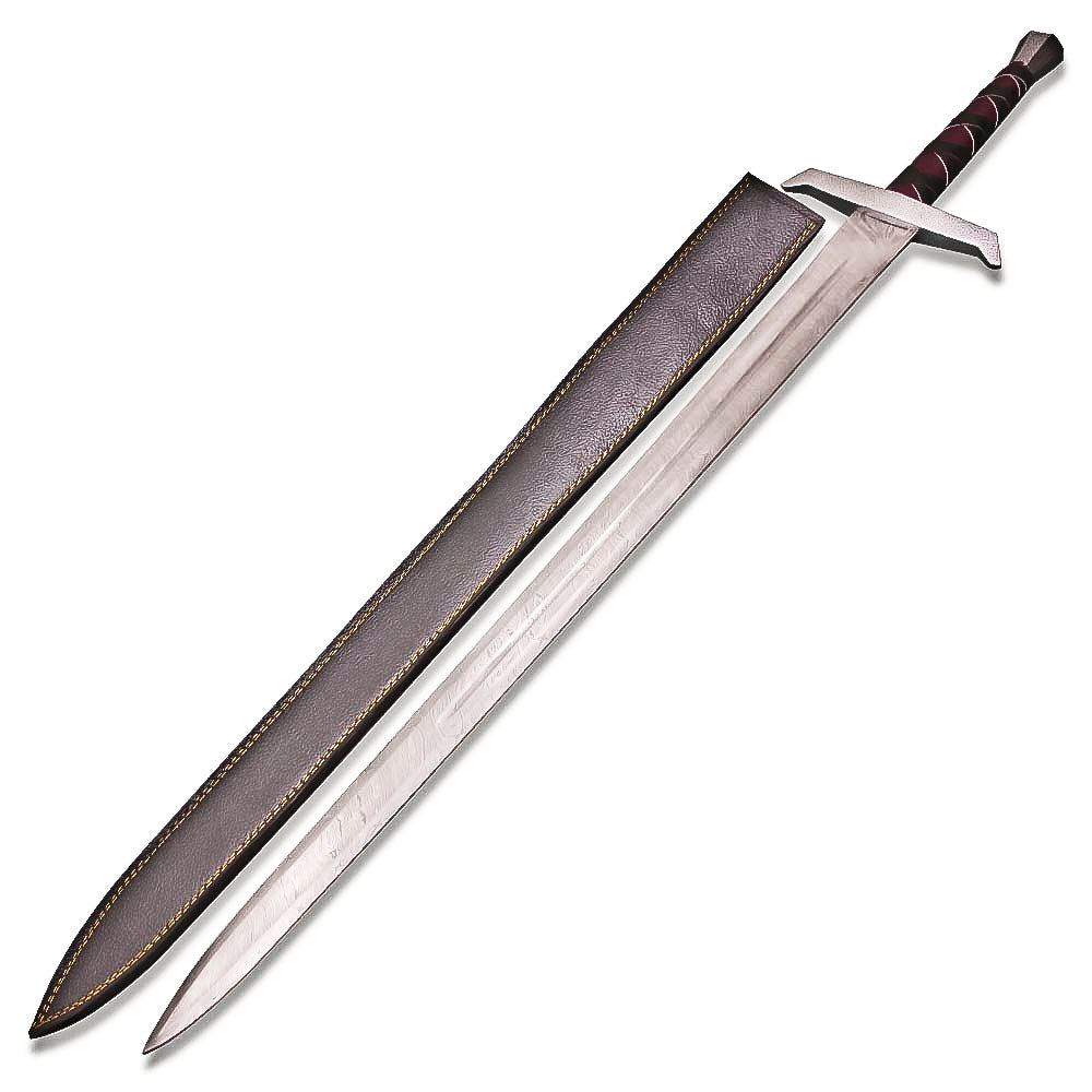 King Arthur Excalibur Movie Replica Damascus Steel Sword with Sheath