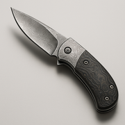 Handmade D2 liner lock pocket knife with Damascus drop point blade