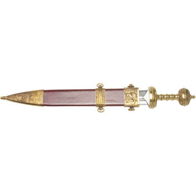 Gladiator sword replica featuring decorative gold trim