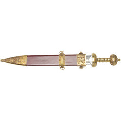 Gladiator sword replica featuring decorative gold trim