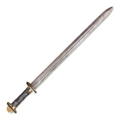 Hand-Forged Damascus Steel Viking Sword With Leather Sheath