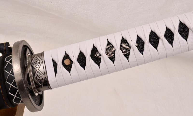 Michonne The Walking Dead katana replica with leather-wrapped scabbard