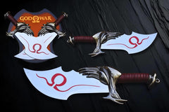God of War Blades of Chaos Replica, Twin Metal Swords, Gamer Room Display Plaque, Birthday & Anniversary Gift