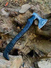 Handmade Raven Axe with Leather Sheath, High Carbon Steel Norse Hatchet, Birthday Gift for Him, Husband, Boyfriend, Groomsmen, ChristmasGift