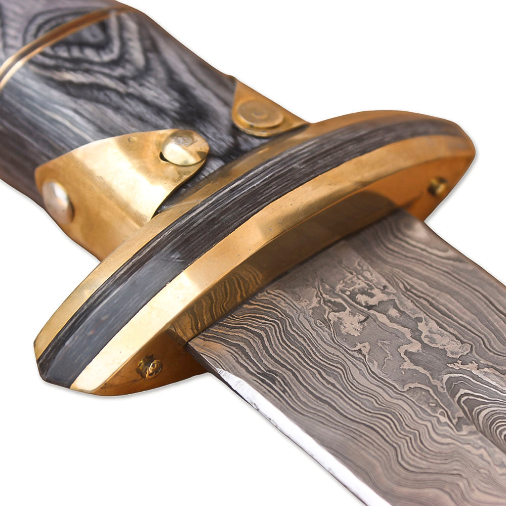 Hand-Forged Damascus Steel Viking Sword With Leather Sheath