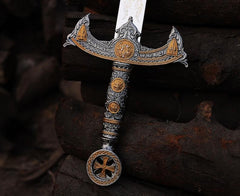 Templar Crusader Sword Replica | Medieval Knight Decorative Sword | Engraved Blade | Historical Display Gift | Groomsmen Gift | Wall Deco
