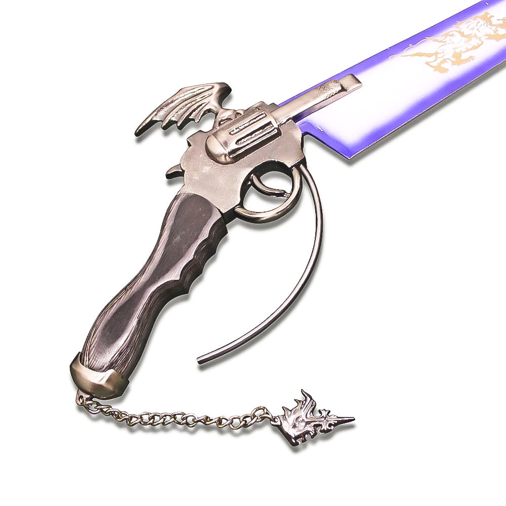 Final Fantasy VIII Squall Leonhart Winged Gunblade Replica with Custom Blue Glow Edge & Sheath