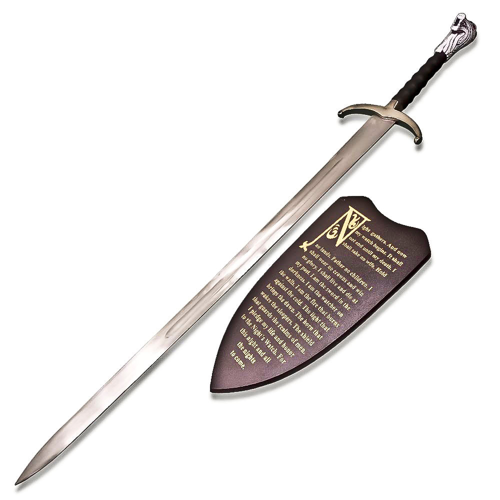 Game of Thrones Longclaw Sword of Jon Snow Replica with Night's Watch Oath Wall Plaque