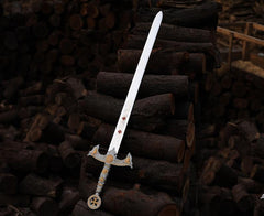 Templar Crusader Sword Replica | Medieval Knight Decorative Sword | Engraved Blade | Historical Display Gift | Groomsmen Gift | Wall Deco
