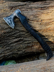 Handmade Raven Axe with Leather Sheath, High Carbon Steel Norse Hatchet, Birthday Gift for Him, Husband, Boyfriend, Groomsmen, ChristmasGift