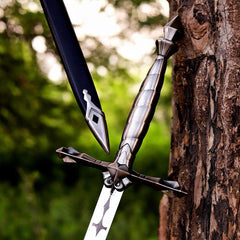 Alucard Inspired Fantasy Sword Replica, Handmade High Carbon Steel Display Collectible with Leather Sheath, Cosplay Gift