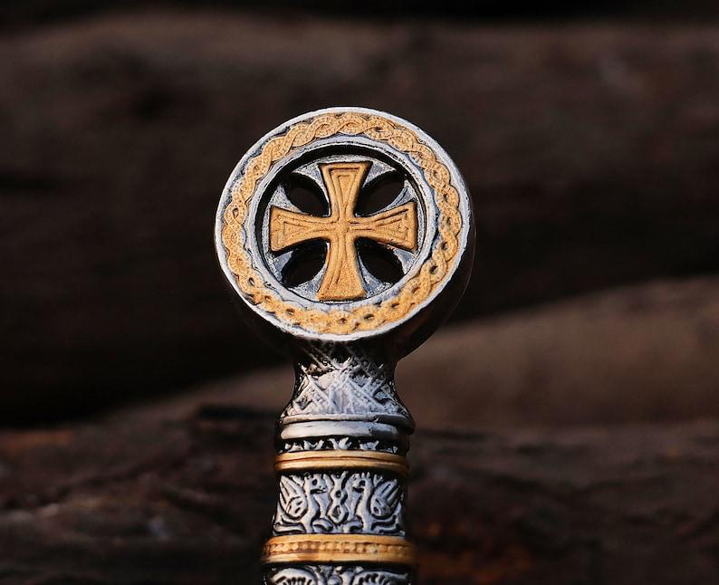 Templar Crusader Sword Replica | Medieval Knight Decorative Sword | Engraved Blade | Historical Display Gift | Groomsmen Gift | Wall Deco