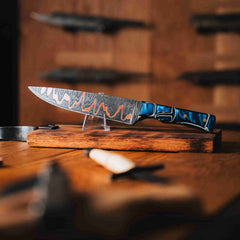 One-off handmade Damascus Cu-Mai chef's knife