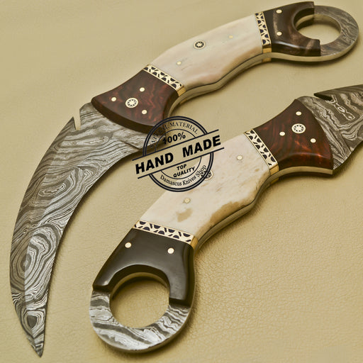 Custom handmade double-edge Damascus steel karambit knife