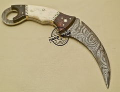 Custom handmade double-edge Damascus steel karambit knife