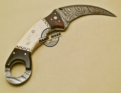 Custom handmade double-edge Damascus steel karambit knife