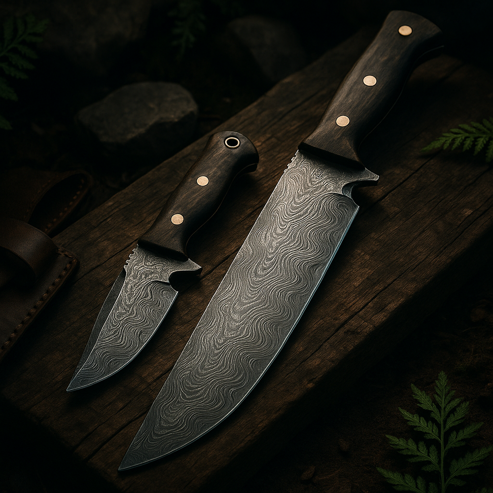 Damascus steel machete kukri style knife replica