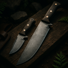 Handmade Damascus liner lock folding knife