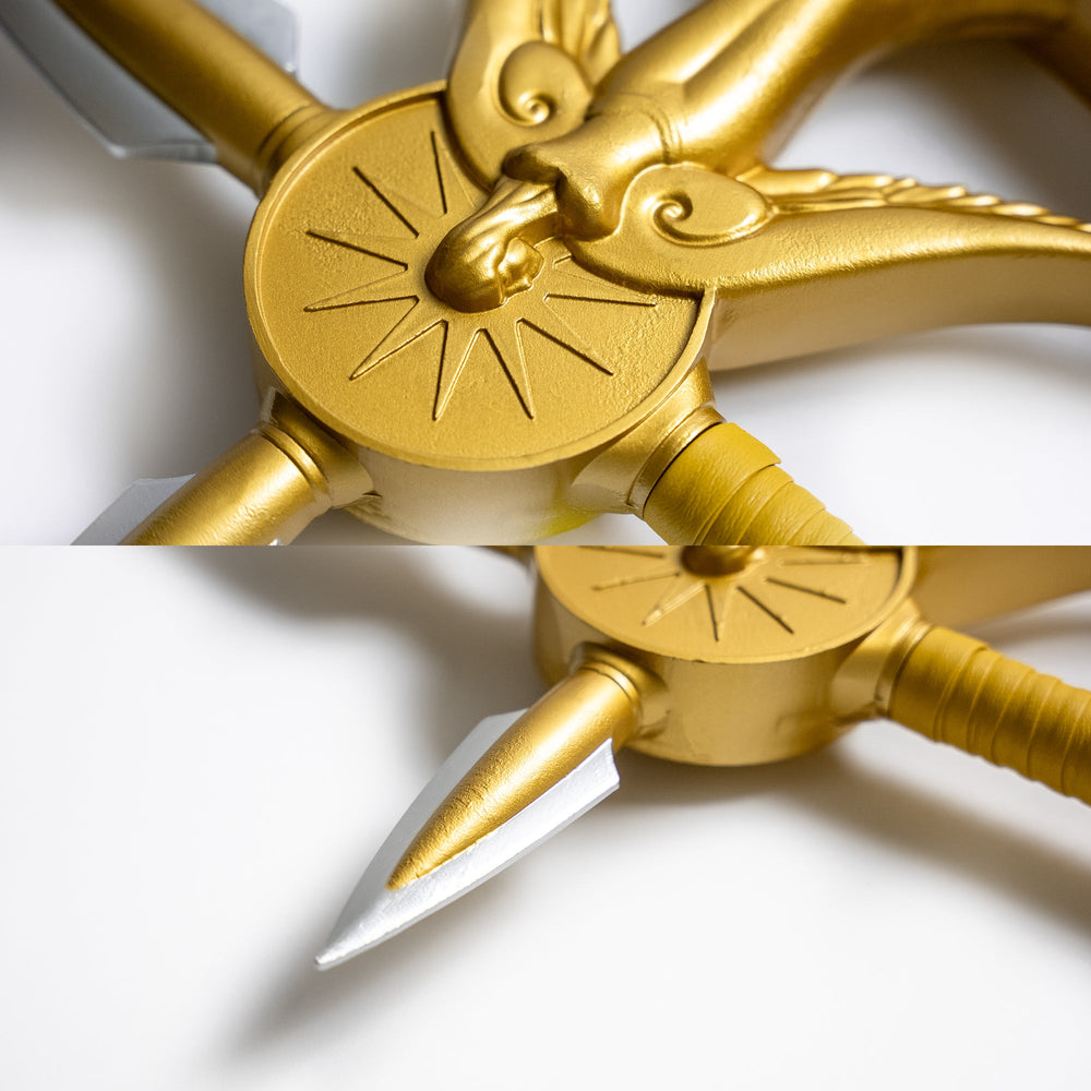 Escanor Divine Axe Rhitta replica with ornate golden crescent design