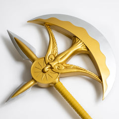 Escanor Divine Axe Rhitta replica with ornate golden crescent design
