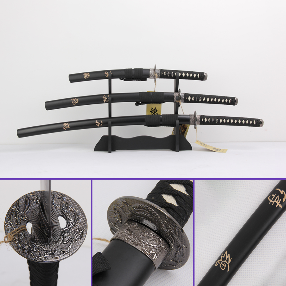 The Last Samurai katana set with black matte saya and zigzag hamon