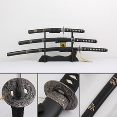 The Last Samurai katana set with black matte saya and zigzag hamon