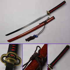Touken Ranbu Hachisuka Kotetsu sword replica with red speckled saya