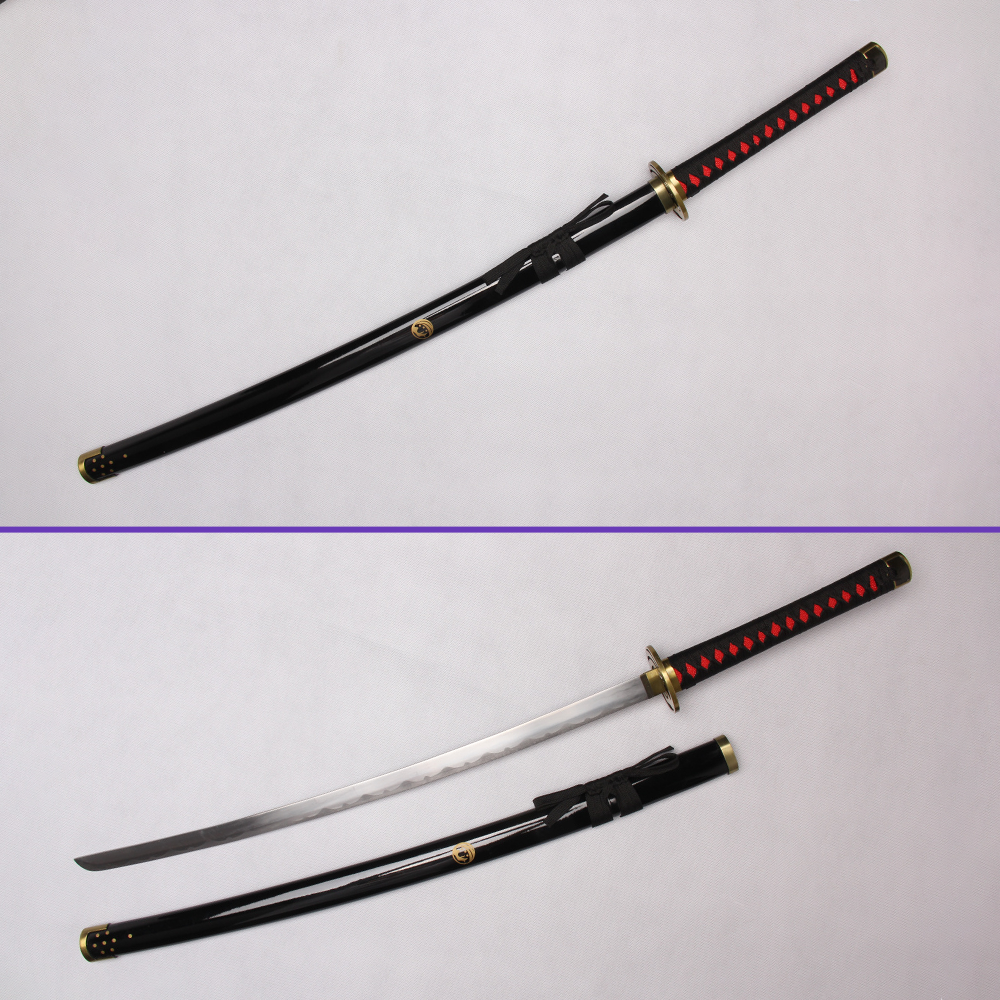 Touken Ranbu Nakigitsune sword replica with black handle and saya