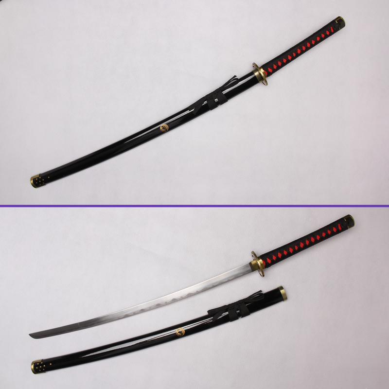 Touken Ranbu Nakigitsune sword replica with black handle and saya