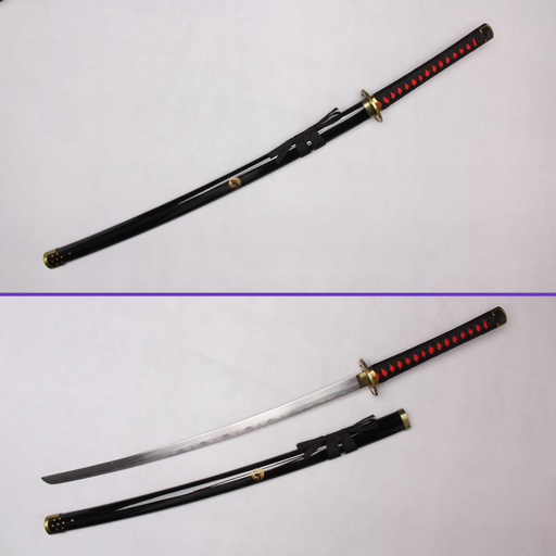 Touken Ranbu Nakigitsune sword replica with black handle and saya