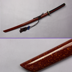 Touken Ranbu Hachisuka Kotetsu sword replica with red speckled saya