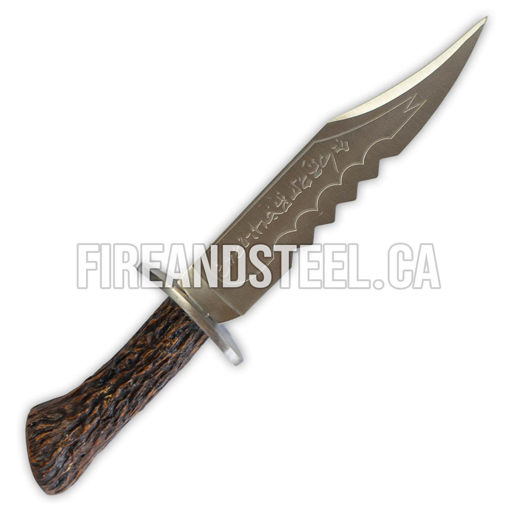 Ruby's Supernatural demon-killing knife replica with wooden display stand