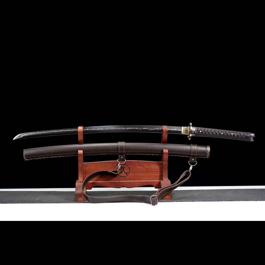 Kill Bill Hattori Hanzo katana replica with black thunder pattern blade