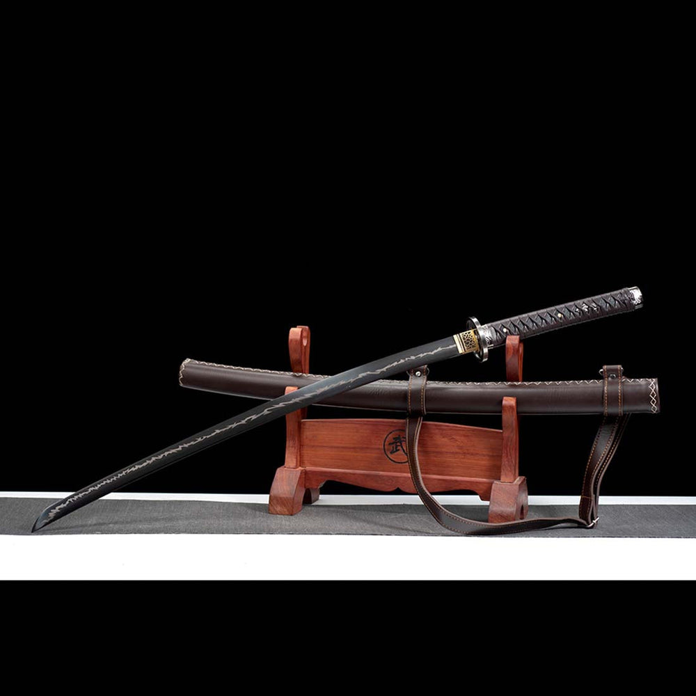Kill Bill Hattori Hanzo katana replica with black thunder pattern blade
