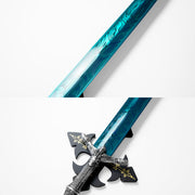 Bloodborne Hunter Holy Moonlight Sword replica with wooden wall plaque