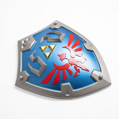 Link's Hylian Shield replica with Triforce emblem and Hylian crest