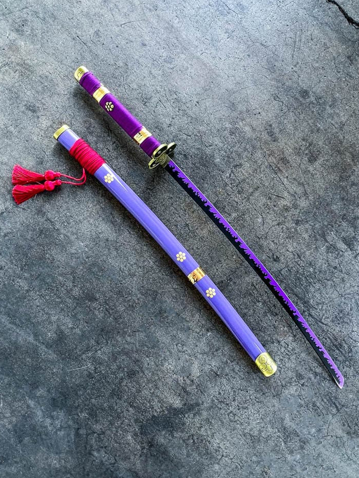 One Piece Zoro Enma metal katana replica with violet-black blade