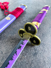 One Piece Zoro Enma metal katana replica with violet-black blade